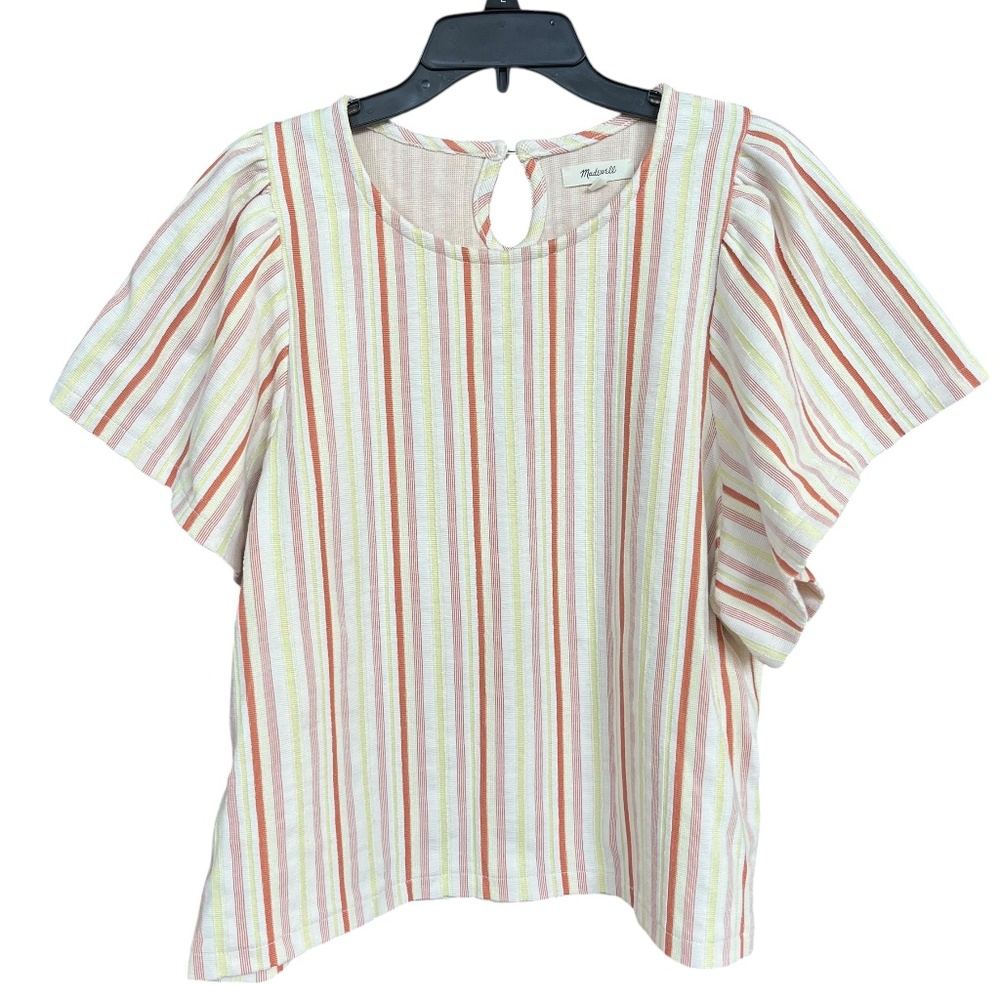 Madewell Rust Multicolor Textured Stripe Flutter … - image 1